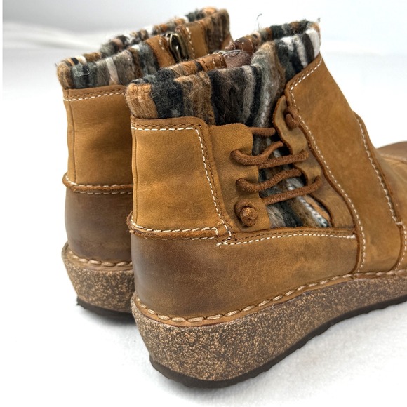 Aetrex Tessa Leather‎ Ankle Boots Womens Brown Knit Lace-Up Casual Comfort 7.5-8 - Picture 6 of 10